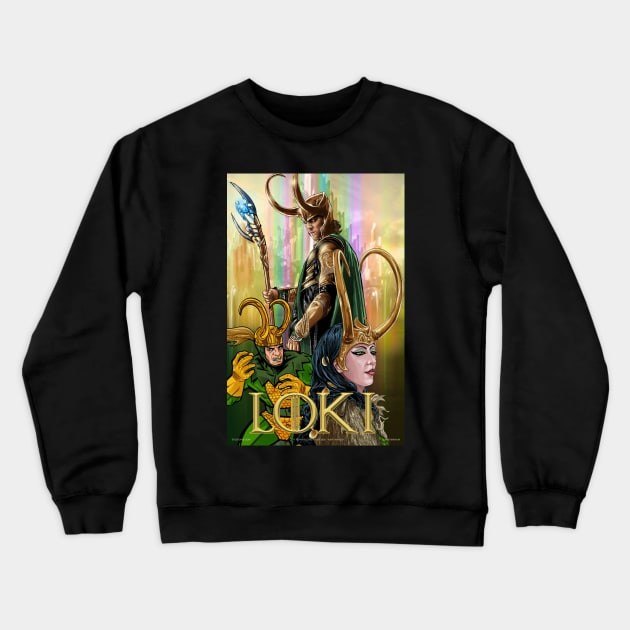 Loki Variants Illustration Crewneck Sweatshirt by Studiokm